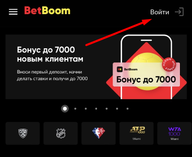 Кнопка авторизации в приложении БК BetBoom для iOS